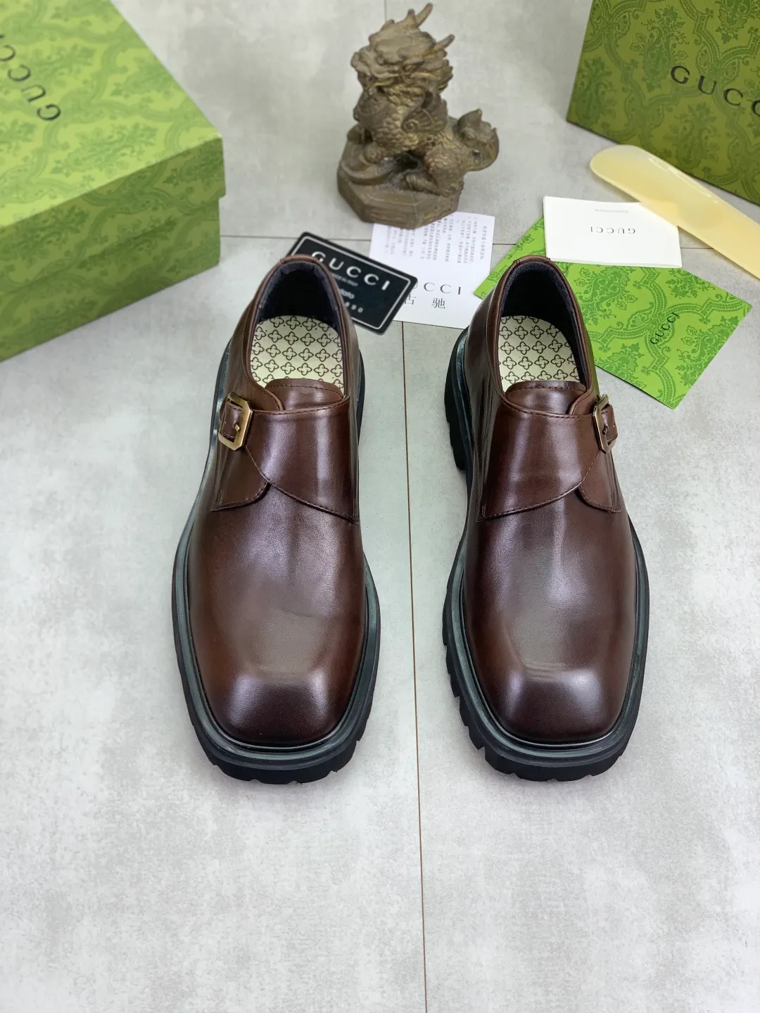 Men's Men's Shoes 💰P580 [New Style] 💰💎💎💎 [Gucci] GUCCI high-end men's formal business leather shoes, original order 1:1! Original imported high-end calfskin, original metal buckle, imported first-layer pigskin lining for feet, original high-end outsole, men's shoe size: 38-44